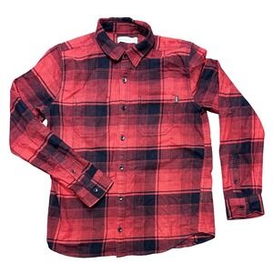 Abercrombie Kids Red Black Plaid‎ Long Sleeve Button Up Shirt Size 13/14
